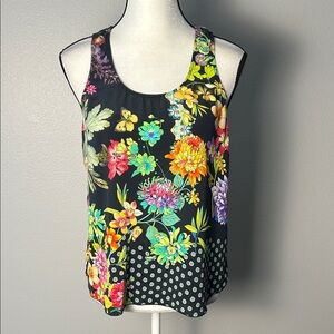 Flora and Fauna Print Silk Tank (Size S)